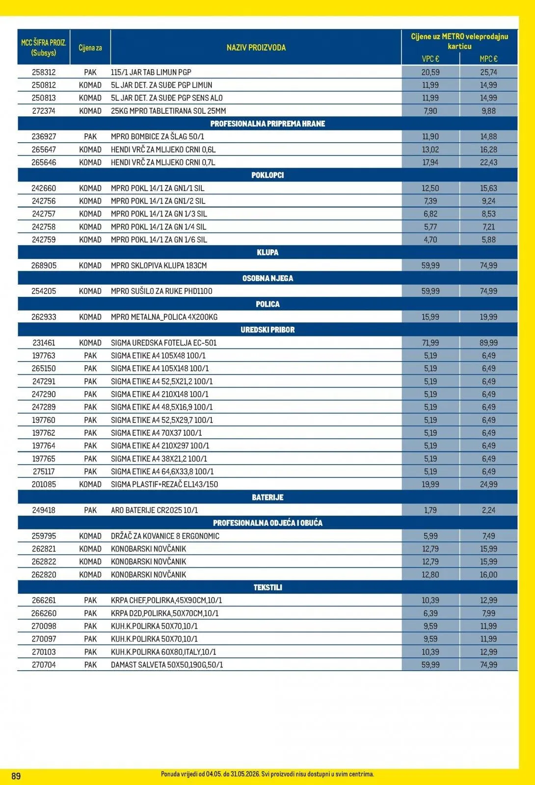 Katalog Metro katalog do 01.06.2026 od 8. svibnja do 1. lipnja 2026. - Pregled Stranica 89