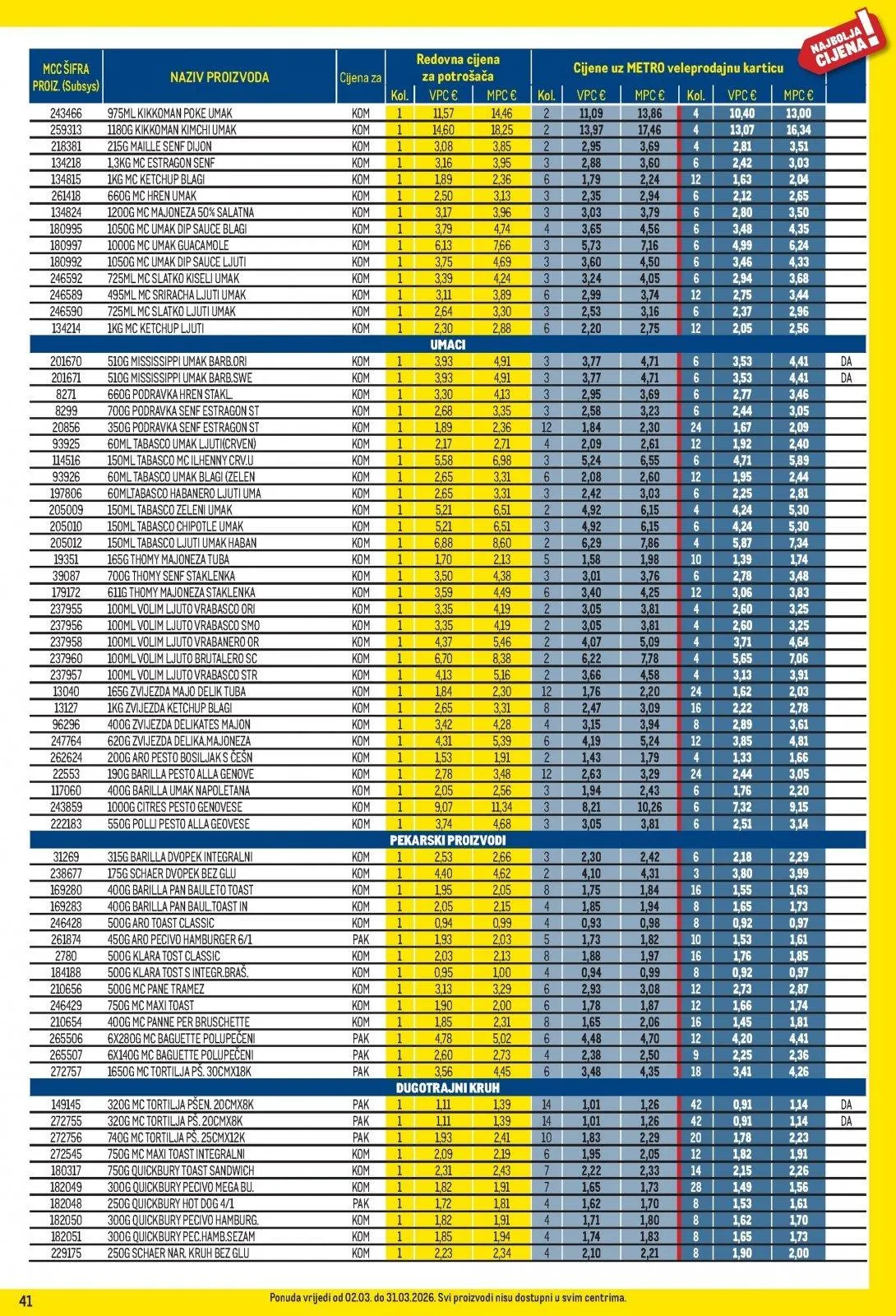 Katalog Metro katalog do 31.03.2026 od 5. ožujka do 31. ožujka 2026. - Pregled Stranica 41