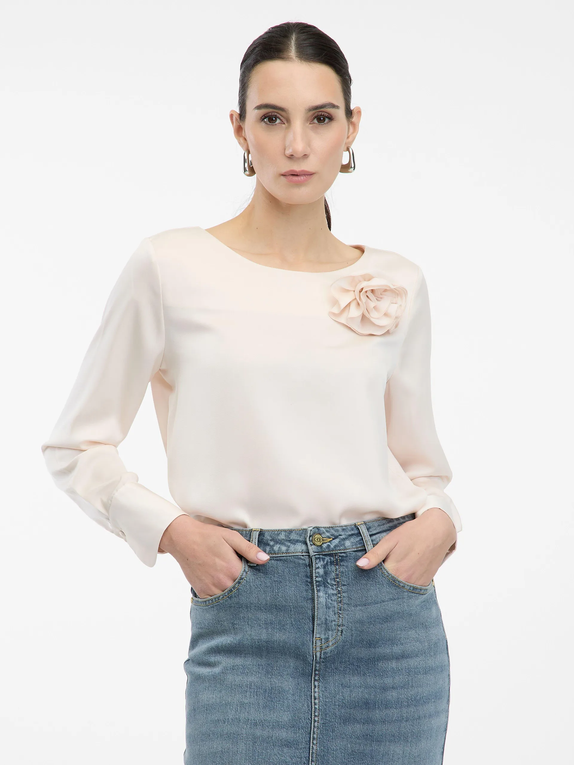 Svijetloružičasta ženska bluza s aplikacijom ORSAY