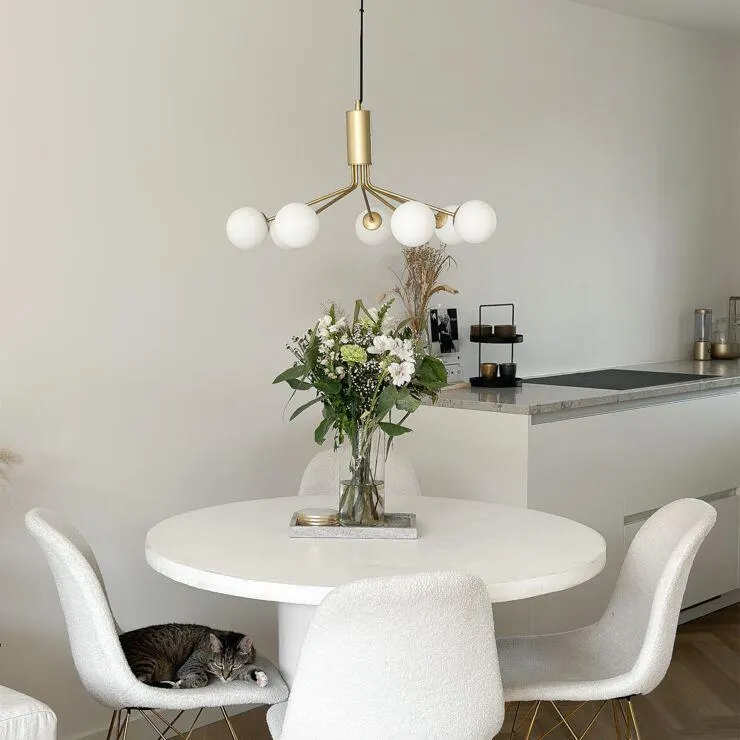 Modern függőlámpa arany opálüveggel 7 lámpás - Coby