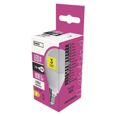 LED izzó Classic Mini Globe / E14 / 7,3 W (60 W) / 806 lm / természetes fehér