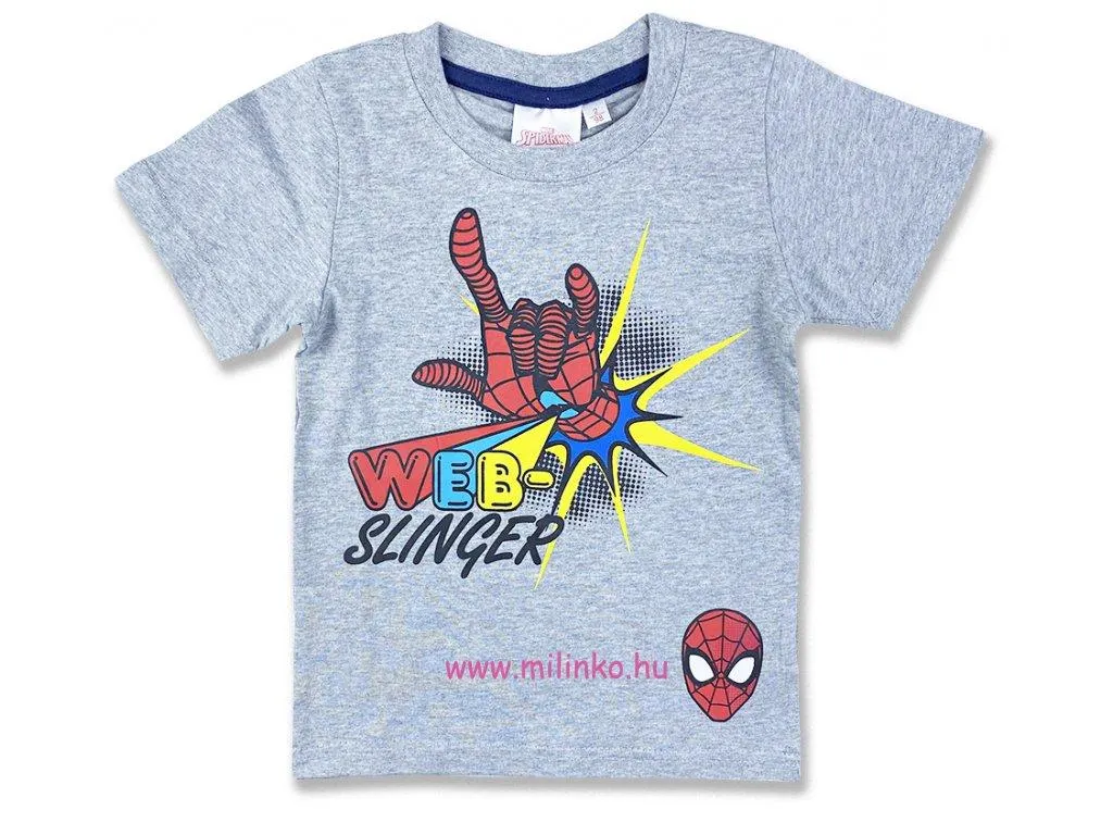 Gyerek rövid ujjú póló- Pókember, szürke