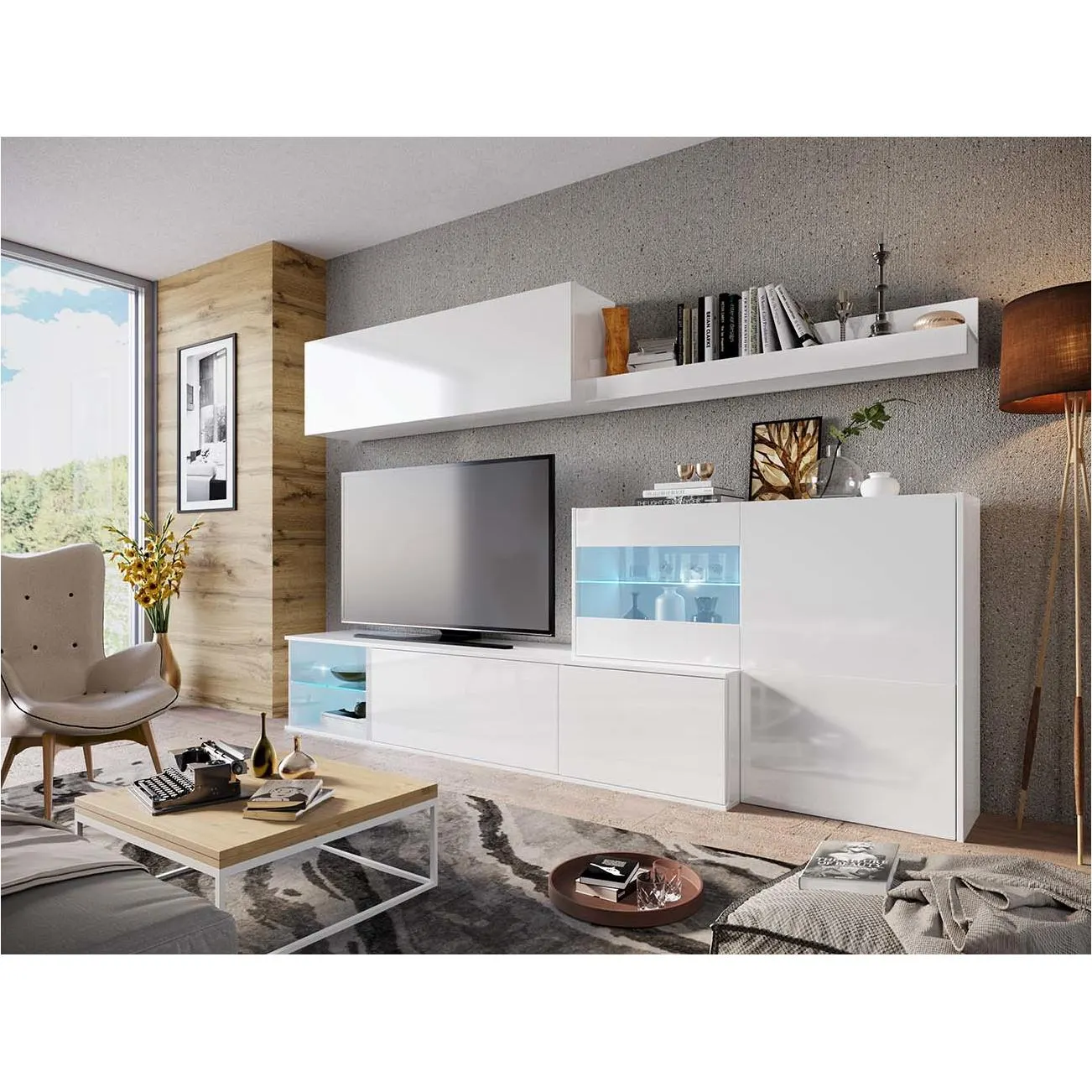 CITY 6056 NAPPALI FAL 260X40X180CM FÉNYES FEHÉR