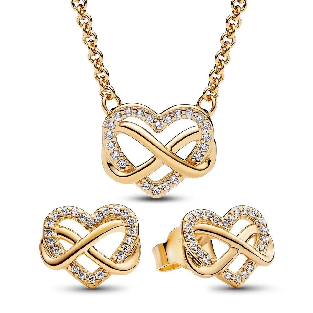 PANDORA Sparkling Infinity Heart nyaklánc és fülbevaló szett
