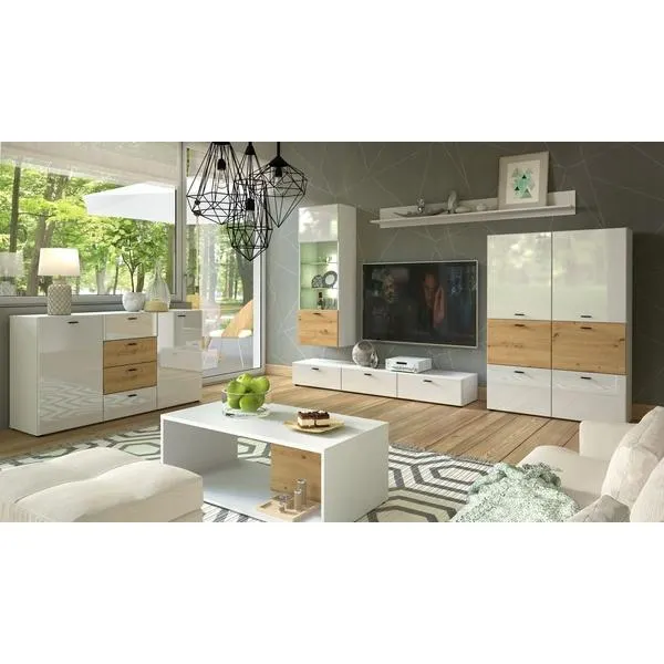 MILA faliszekrény Fényes fehér és artisan tölgy