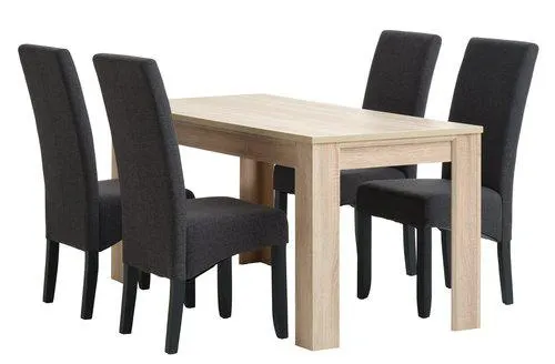 HASLUND H160 asztal tölgy + 4 BAKKELY szék szürke
