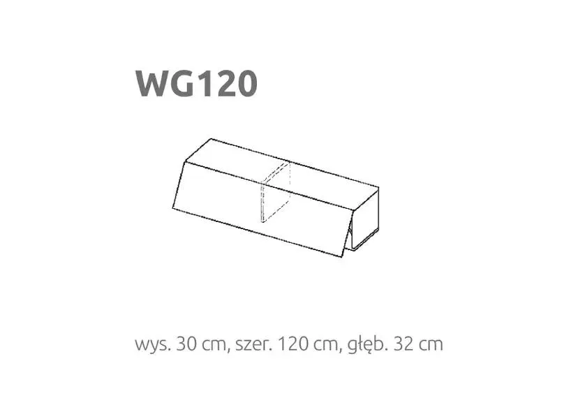 BRIKS Felfelé nyíló fekvő fali szekrény WG120 Prémium fronttal