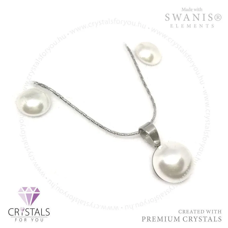 Gyöngy szett Swanis® prémium kristállyal díszítve, félgömb fülbevalóval