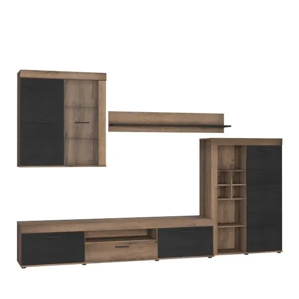 VALENTIN NAPPALI FAL 300X200,9X41 CM SÖTÉT BARNA FEKETE