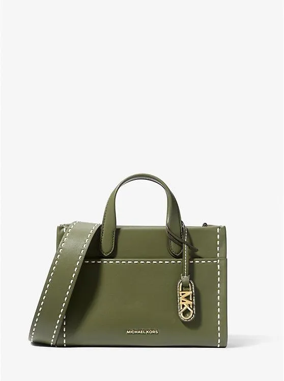 Gigi Small Topstitched Leather Messenger Bag