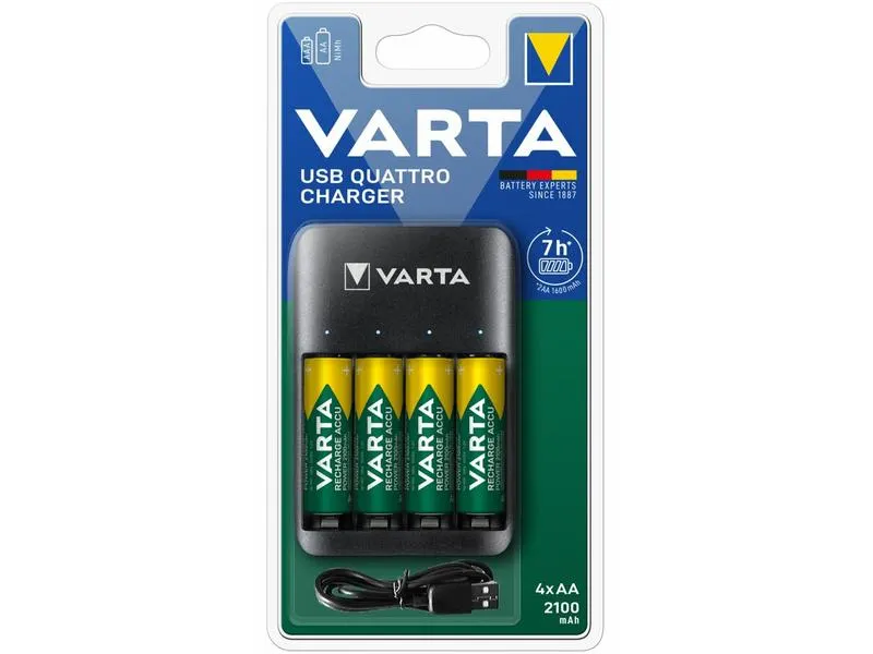VARTA VALUE USB QUATTRO töltő + 4db AA 2100 mAh akkumulátor