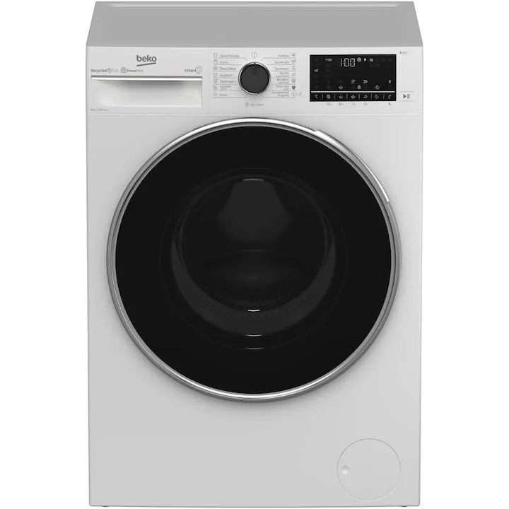 Beko B3WFU584110W Mosógép, 8 kg, 1400 ford/perc, SteamTherapy, SteamCure, Recycled Tub, ProSmart Inverter Motor, Homewhiz through Bluetooth, AddXtra, A energiaosztály, Fehér