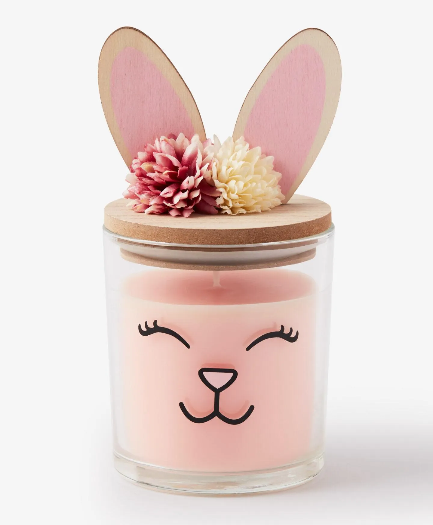 rózsaszín illatgyertya üvegben