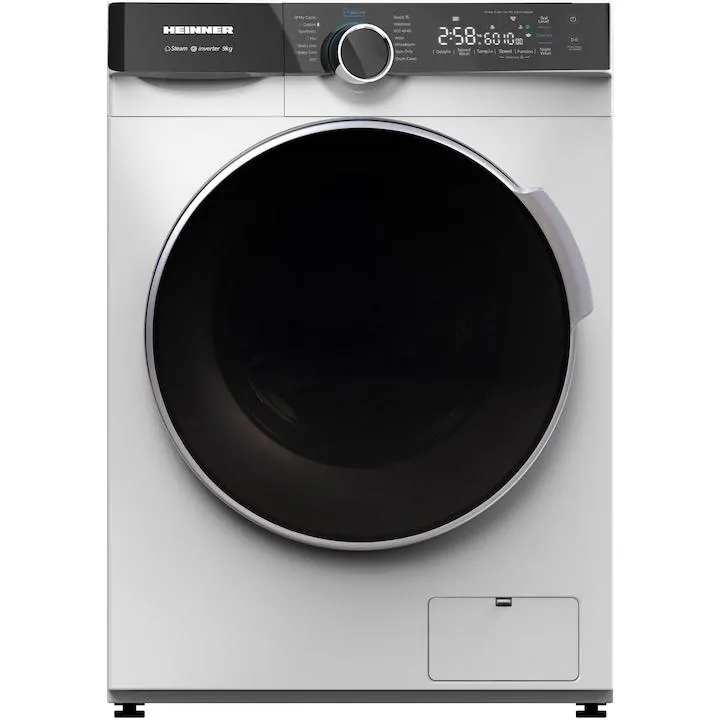 Heinner HWM-M914IVKA+++ mosógép, 9kg, 1400rpm, A energiaosztály, Inverter motor, 14 program, Érintésvezérlés, Digitális kijelző, Fehér