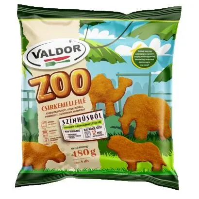 Valdor Zoo Quick-Frozen Ready-Fried Breaded, Shaped Chicken Bread Fillet 480 g