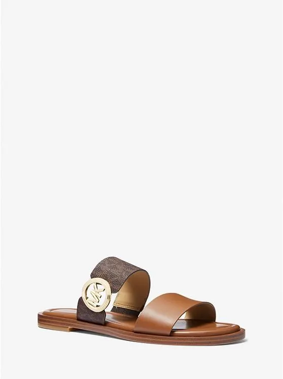 Vera Leather and Signature Logo Slide Sandal