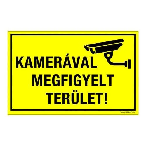 Kamerával megfigyelt terület! Öntapadós matrica 160x250 mm