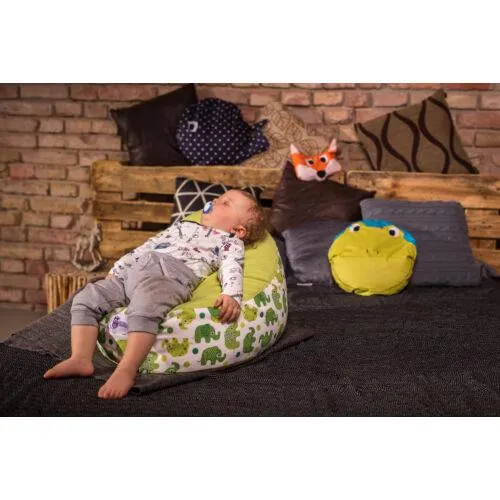 Zöld elefántos baba babzsákfotel