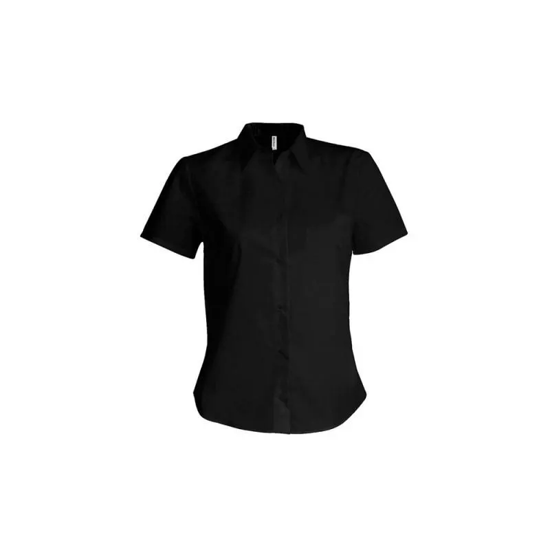 Női pincér blúz KARIBAN rövid ujjú - Fekete