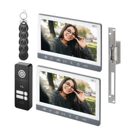 EMOS Videó kaputelefon szett beltéri egység, ajtózár (H3017+2xH3015+D1139)