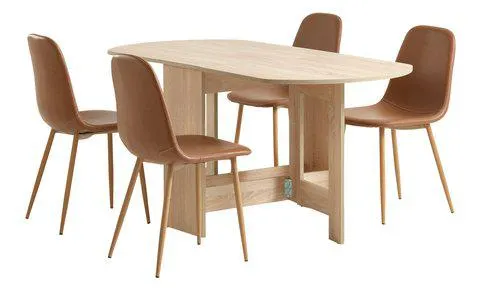 OBLING H100/163 asztal tölgy + 4 JONSTRUP szék konyakszínű