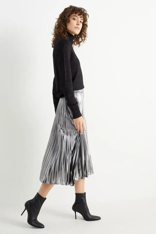 Pleated skirt - shiny