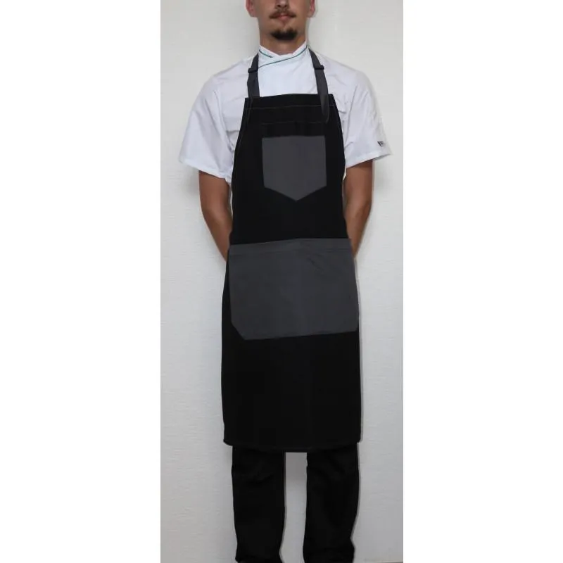 Szakácskötény nyakpántal FASHION 100% pamut - fekete