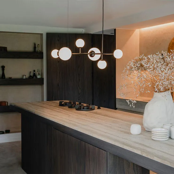 Modern függőlámpa fekete mattüveggel 6 lámpával - Monaco