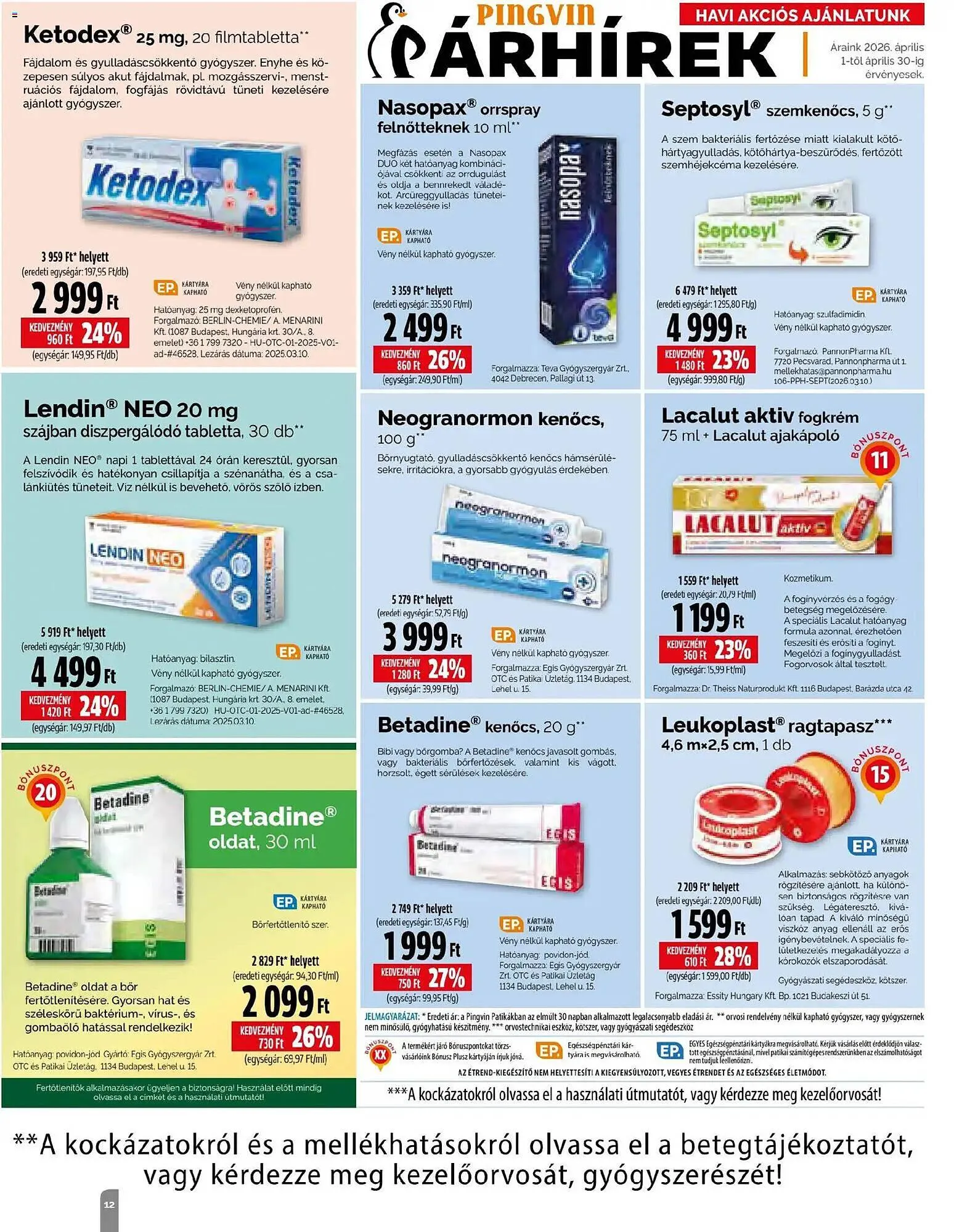 Katalógus Pingvin Patika akciós újság április 1.-tól április 30.-ig 2026. - Oldal 12