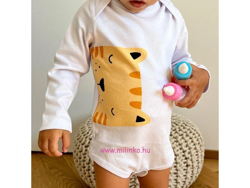 Egyedi baba body, hosszú ujjú- Cica