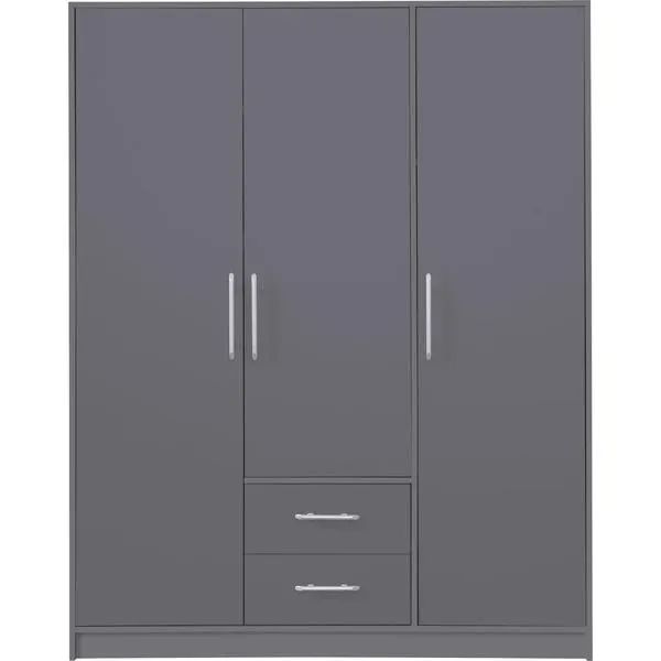 SMART 2 gardróbszekrény 150 cm, antracit színű, háromajtós, tükör nélkül