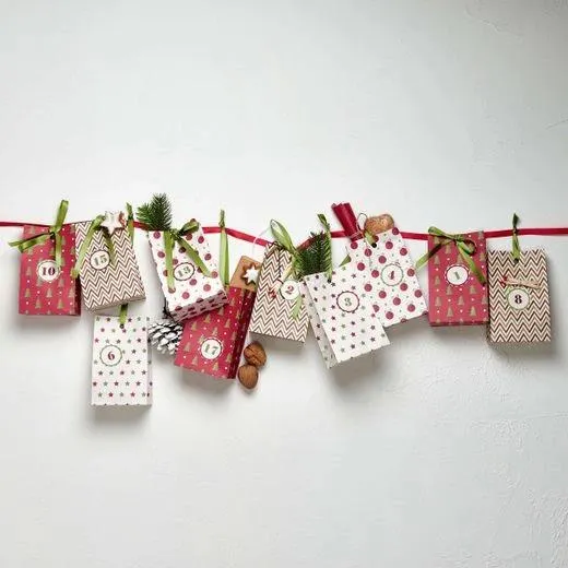 adventi naptár szett zöld/piros, 24 db