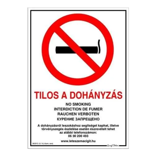 Matrica öntapadós A4 "Tilos a dohányzás" 3427100