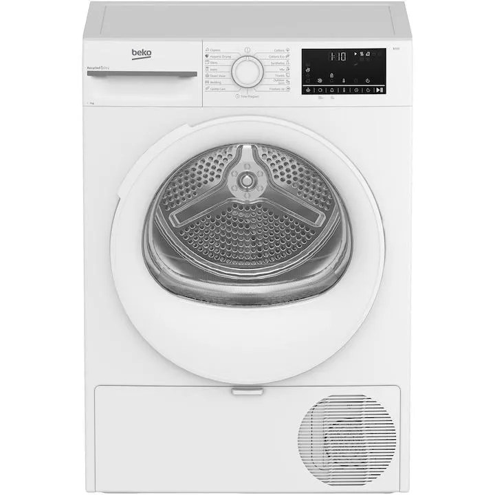 Beko BM3T4723WWEU hőszivattyúss szárítógép, 7 kg, 15 program, D energiaosztály, ProSmart Inverter Motor, EcoSense, Aquawave, Higiénikus szárítás, Fehér