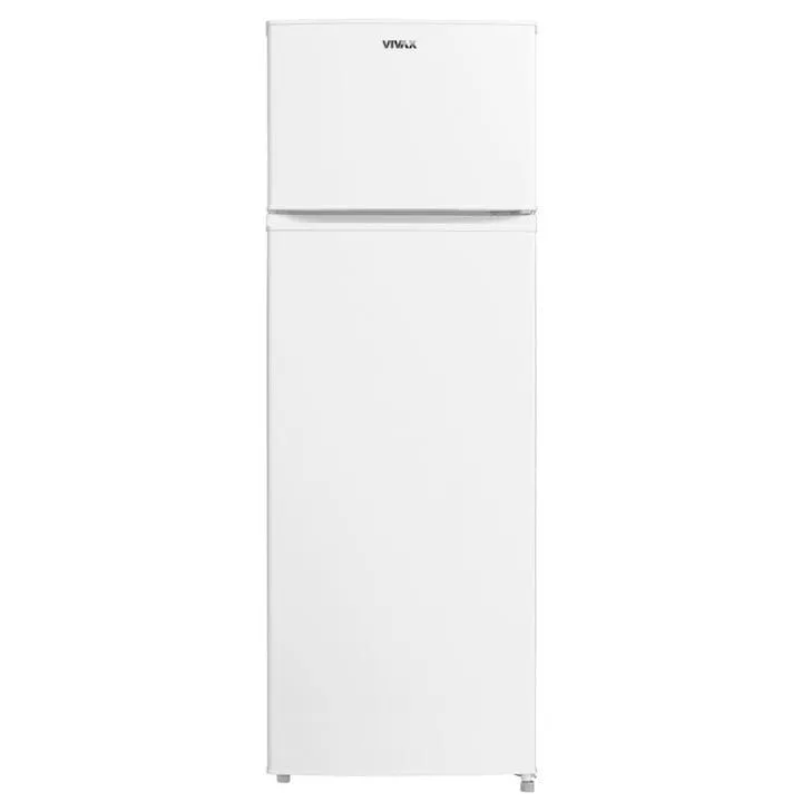 VIVAX DD-235E W, Kétajtós Hűtőszekrény, 235L, E Osztály, Állítható Termosztát, LED Világítás, Megfordítható Ajtók, Festett Fém Felület, 4 Edzett Üveg Polc, Ma 160 cm, Fehér