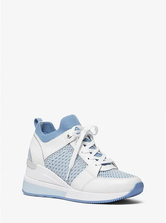 Georgie Leather and Textured Knit Trainer