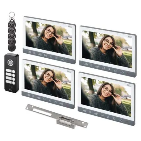 EMOS Videó kaptulefon szett beltéri egység, ajtózár (H3018+4xH3015+D1139)