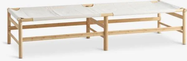 Nappali heverő FRYDENDAL 196x72 bézs szövet/bambusz