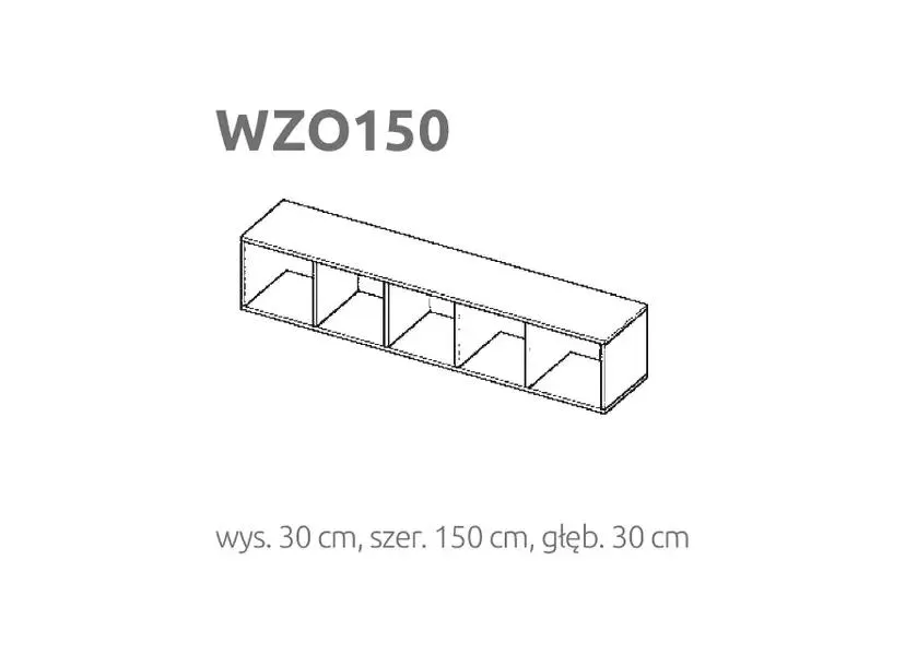 BRIKS Nyitott fekvő fali szekrény WZO150