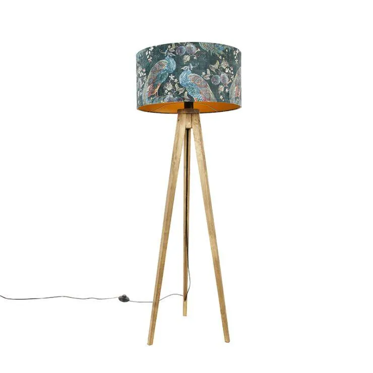 Vintage fa állvány kapucnival páva zöld 50 cm - Klasszikus állvány