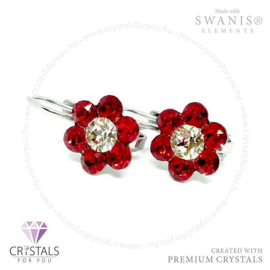 Virág alakú Swanis® prémium kristállyal díszített francia kapcsos fülbevaló