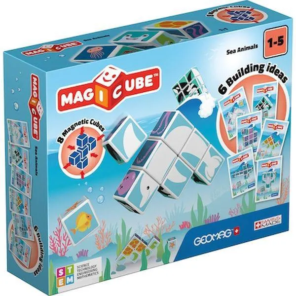Geomag Magicube - Vízi állatok építőkocka szett - 8 db-os