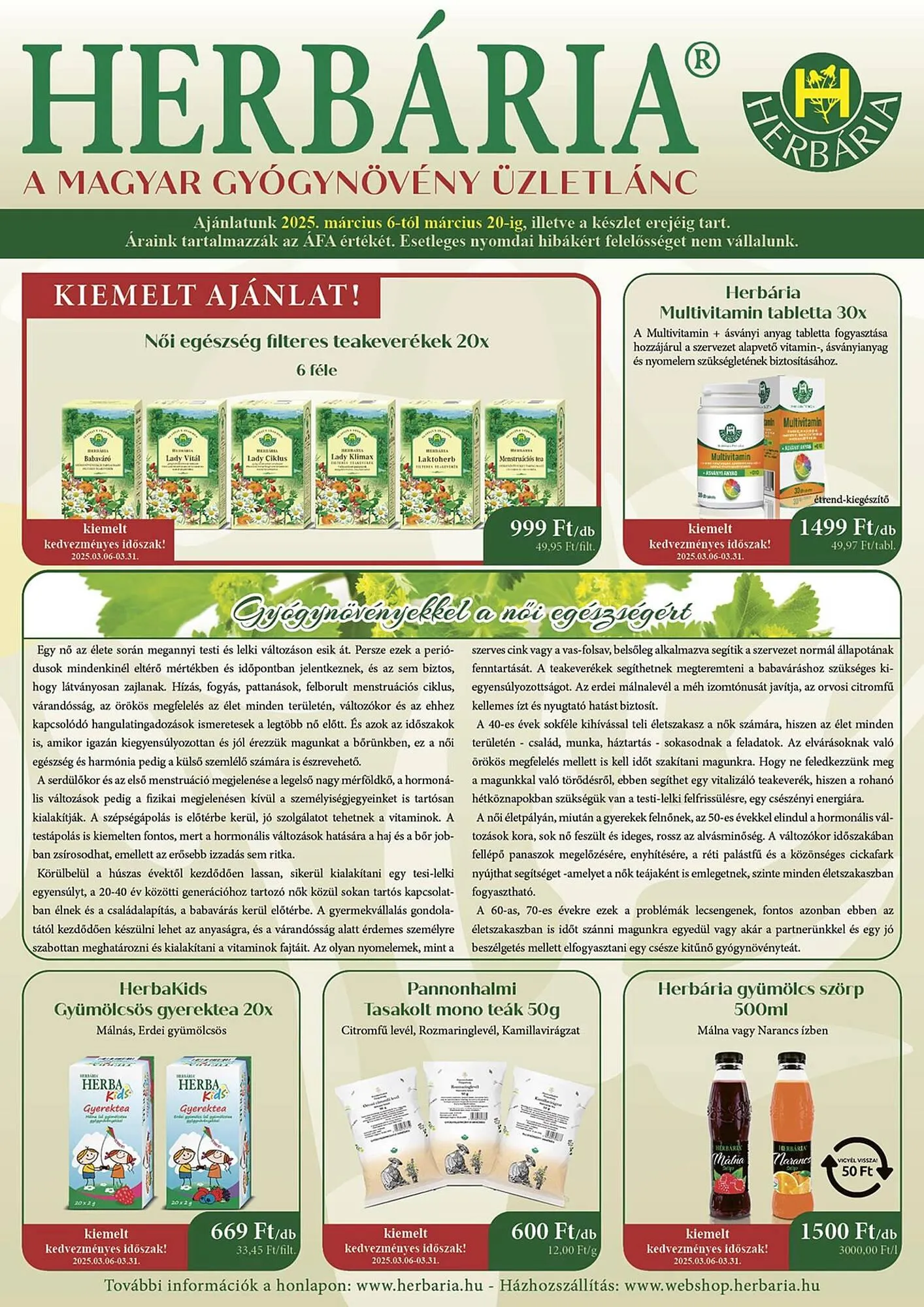 Katalógus Herbária akciós újság március 6.-tól március 20.-ig 2025. - Oldal 1