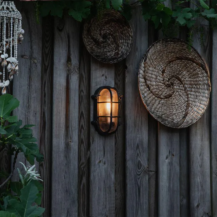 Ipari fali és mennyezeti lámpa fekete ovális IP44 - Noutica