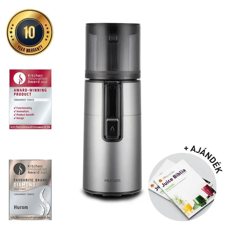 Hurom H400 Slow Juicer (TITÁNSZÜRKE) + Juice Biblia