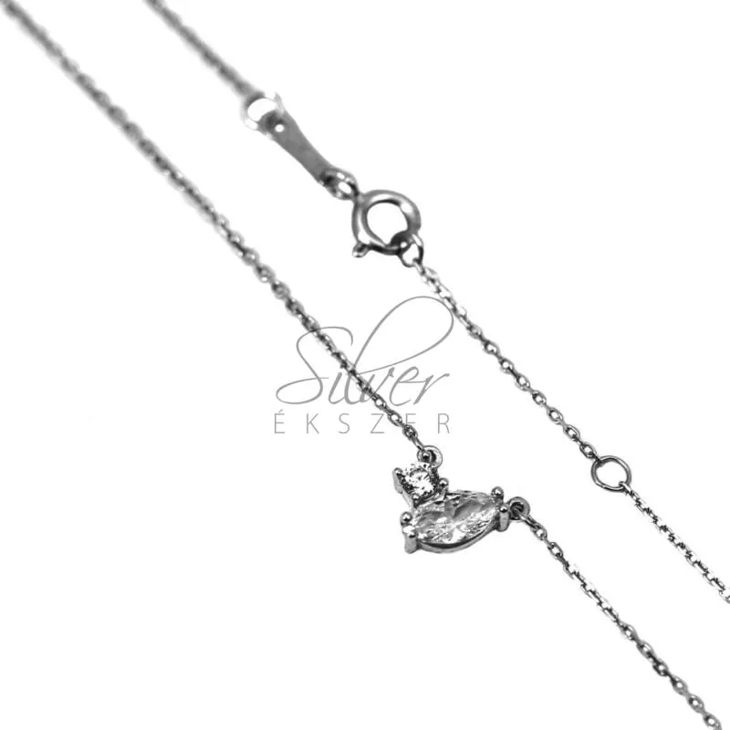 Fehér arany nyaklánc köves medállal