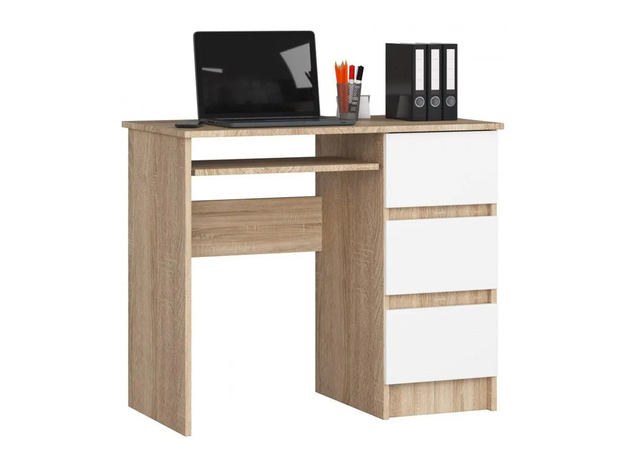 AKO-A-6 MIX fiókos számítógépasztal polcokkal, jobbos