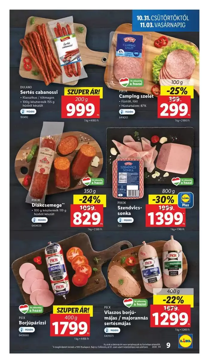 Katalógus Akciós újság – 44. hét október 31.-tól november 6.-ig 2024. - Oldal 9
