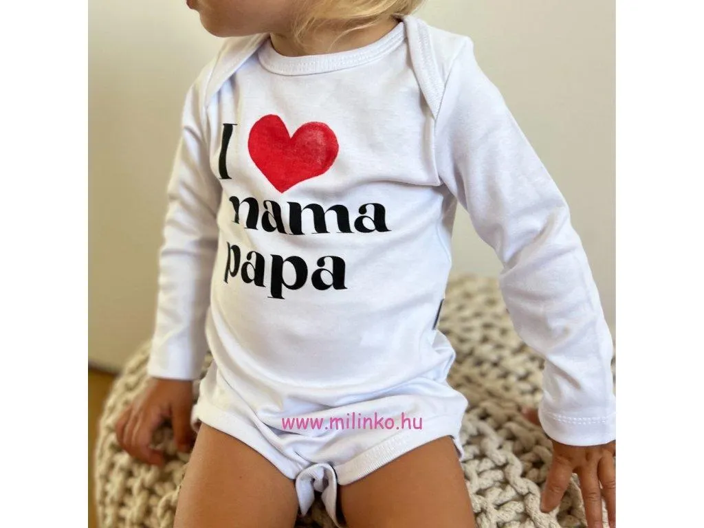 Egyedi baba body, hosszú ujjú- Szeretem anyucit és apucit