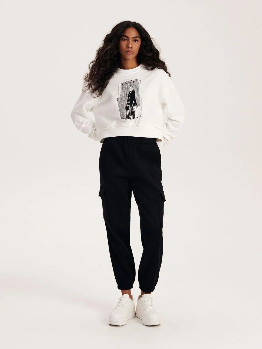 Pamut melegítőfelső mintával és oldalcsíkokkal